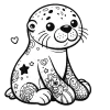 Tatted baby seal with whiskers and a happy expression.
