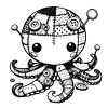 A patchwork octopus pin cushion with buttons