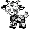 A whimsical patchwork goat