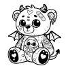 Beargoyle with a bandage, tattoos and wings