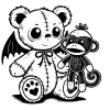 Bear with wings and sock monkey to color Beargoyle #0219